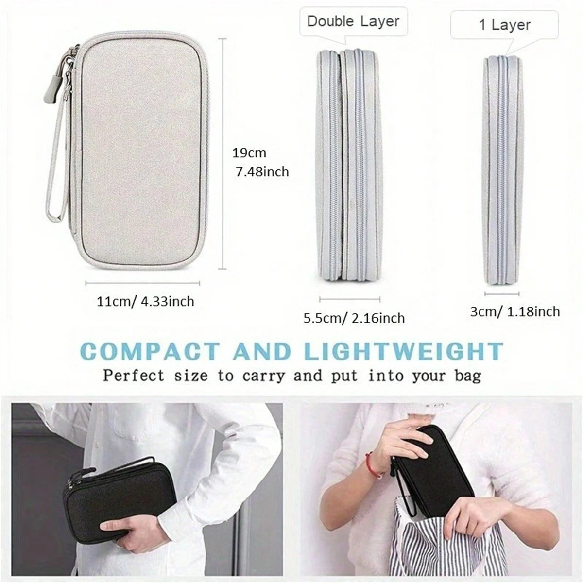 Compact Multi-Functional Travel Data Cable Organizer - Durable Cable, Charger And Accessory Case