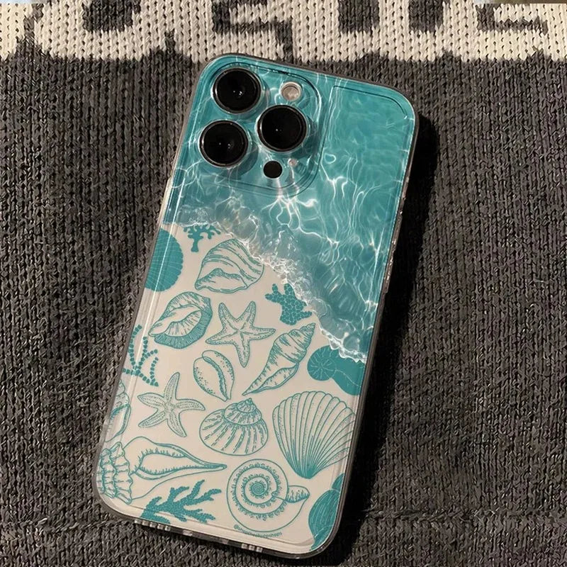 Sea Water Butterfly Ocean Turtle Phone Case for iPhone 16E 16 15 14 13 12 11 Pro Max XR XS 7 8 Plus SE 2020 Clear Soft Cover