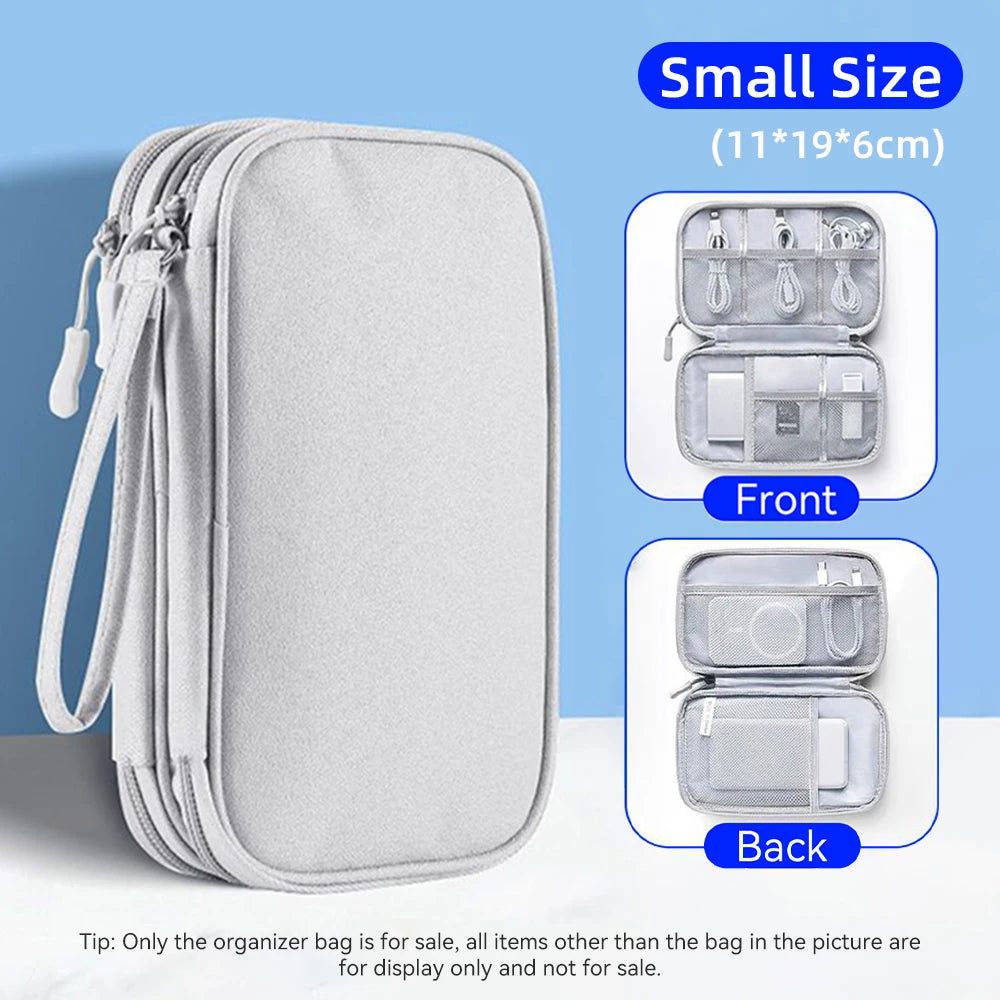 Data Cable Storage Bag Waterproof Travel Organizer Bag Portable Carry Case Double Layers Storage Bag for Cable Cord USB Charger