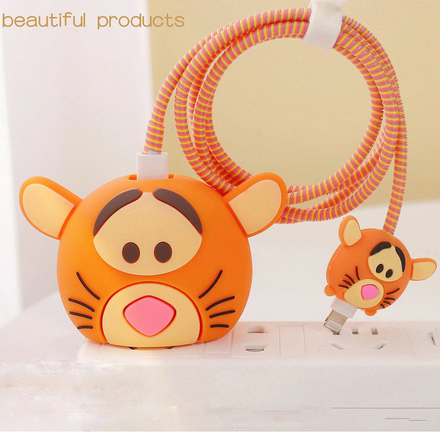 4Pcs Set Cable Protector Cover Case for iPhone/iPad 18W/20W Charger,Cute Cartoon Cable Management Holder Phone Wire Organizer