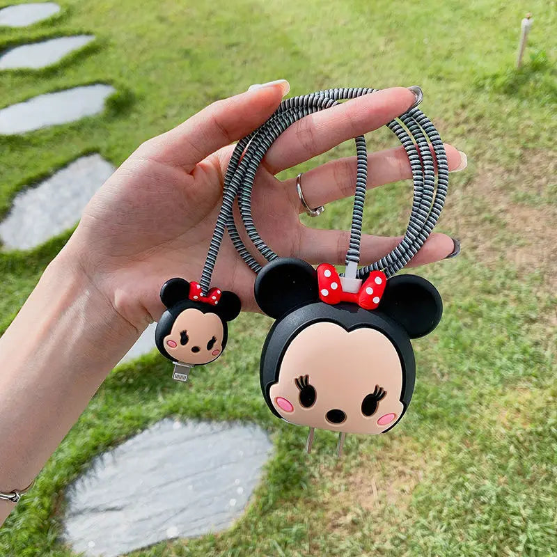 4Pcs Set Cable Protector Cover Case for iPhone/iPad 18W/20W Charger,Cute Cartoon Cable Management Holder Phone Wire Organizer