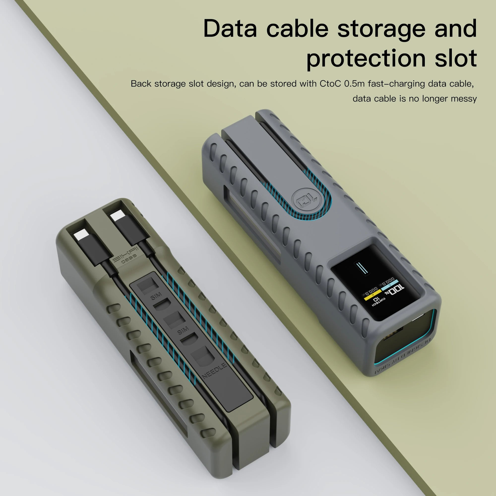 Silicone Cases Power Bank Protective Cover For CUKTECH No. 10 Charger 0.5m Data Charging Cable SIM IF PIN slot Storage Bag