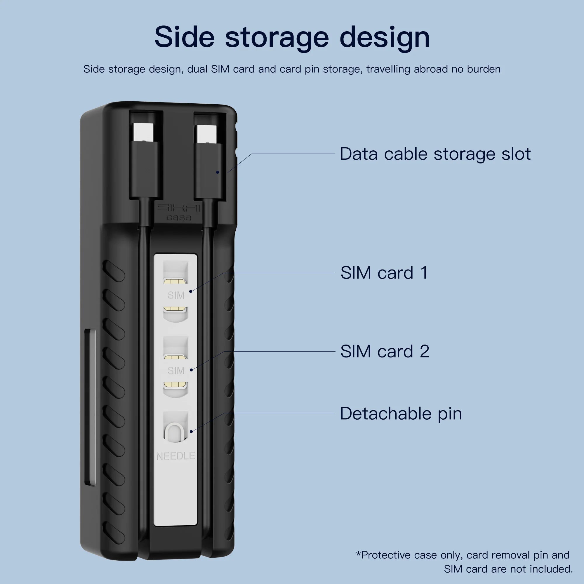 Silicone Cases Power Bank Protective Cover For CUKTECH No. 10 Charger 0.5m Data Charging Cable SIM IF PIN slot Storage Bag