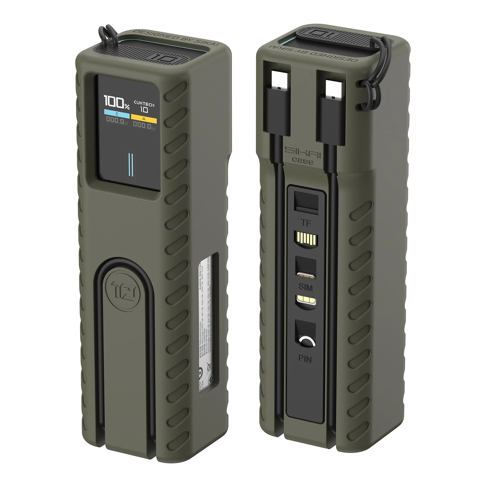 Silicone Cases Power Bank Protective Cover For CUKTECH No. 10 Charger 0.5m Data Charging Cable SIM IF PIN slot Storage Bag