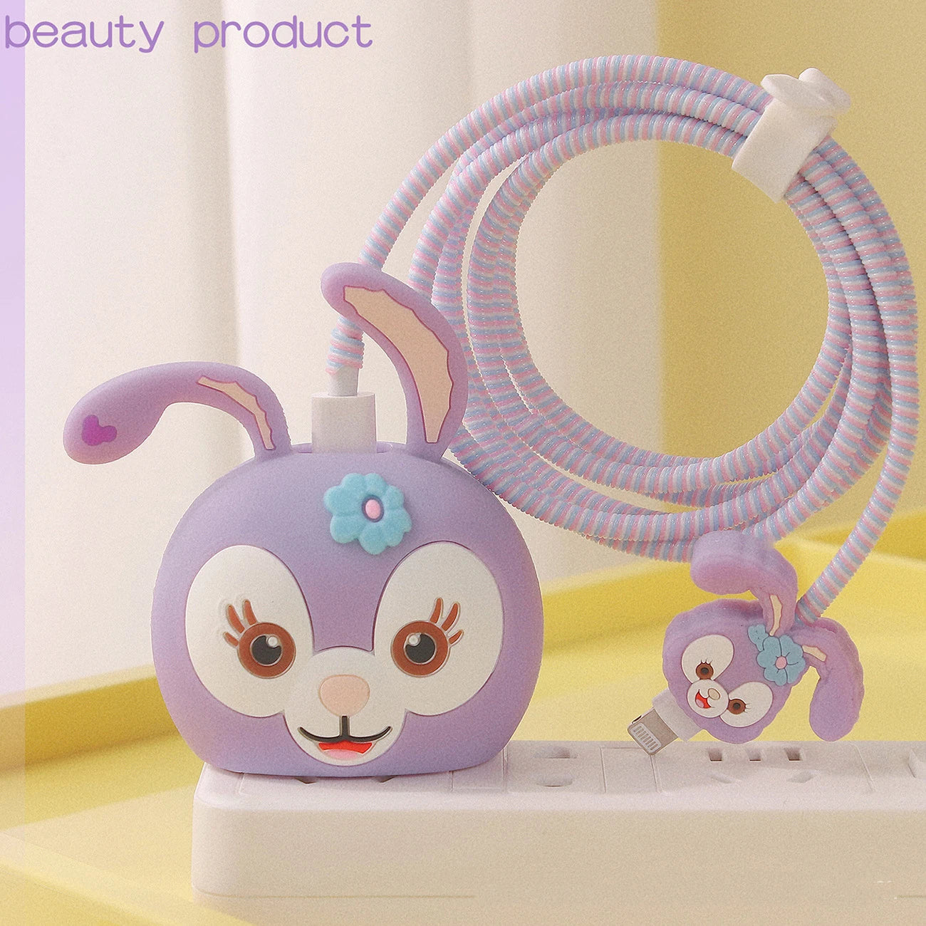 4Pcs Set Cable Protector Cover Case for iPhone/iPad 18W/20W Charger,Cute Cartoon Cable Management Holder Phone Wire Organizer