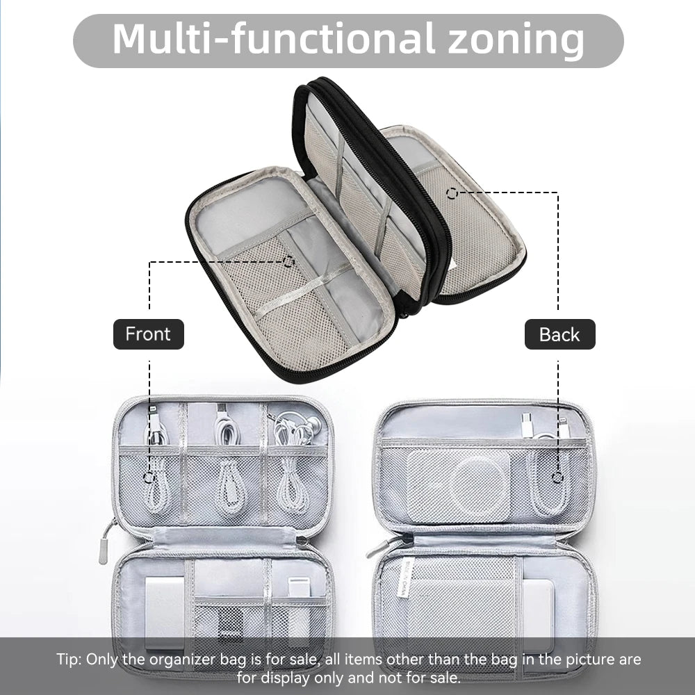 Data Cable Storage Bag Waterproof Travel Organizer Bag Portable Carry Case Double Layers Storage Bag for Cable Cord USB Charger