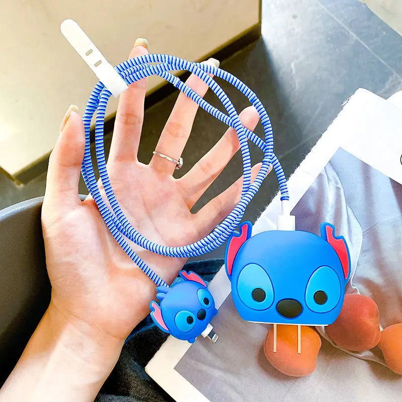 4Pcs Set Cable Protector Cover Case for iPhone/iPad 18W/20W Charger,Cute Cartoon Cable Management Holder Phone Wire Organizer