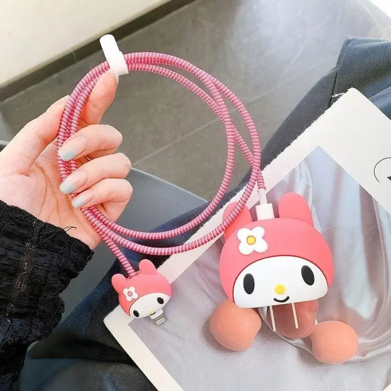 Kawaii 3D Cartoon Charger Case with Cable Protector for iPhone 20W USB-C Adapter, Cute Cow Design Protective Cover