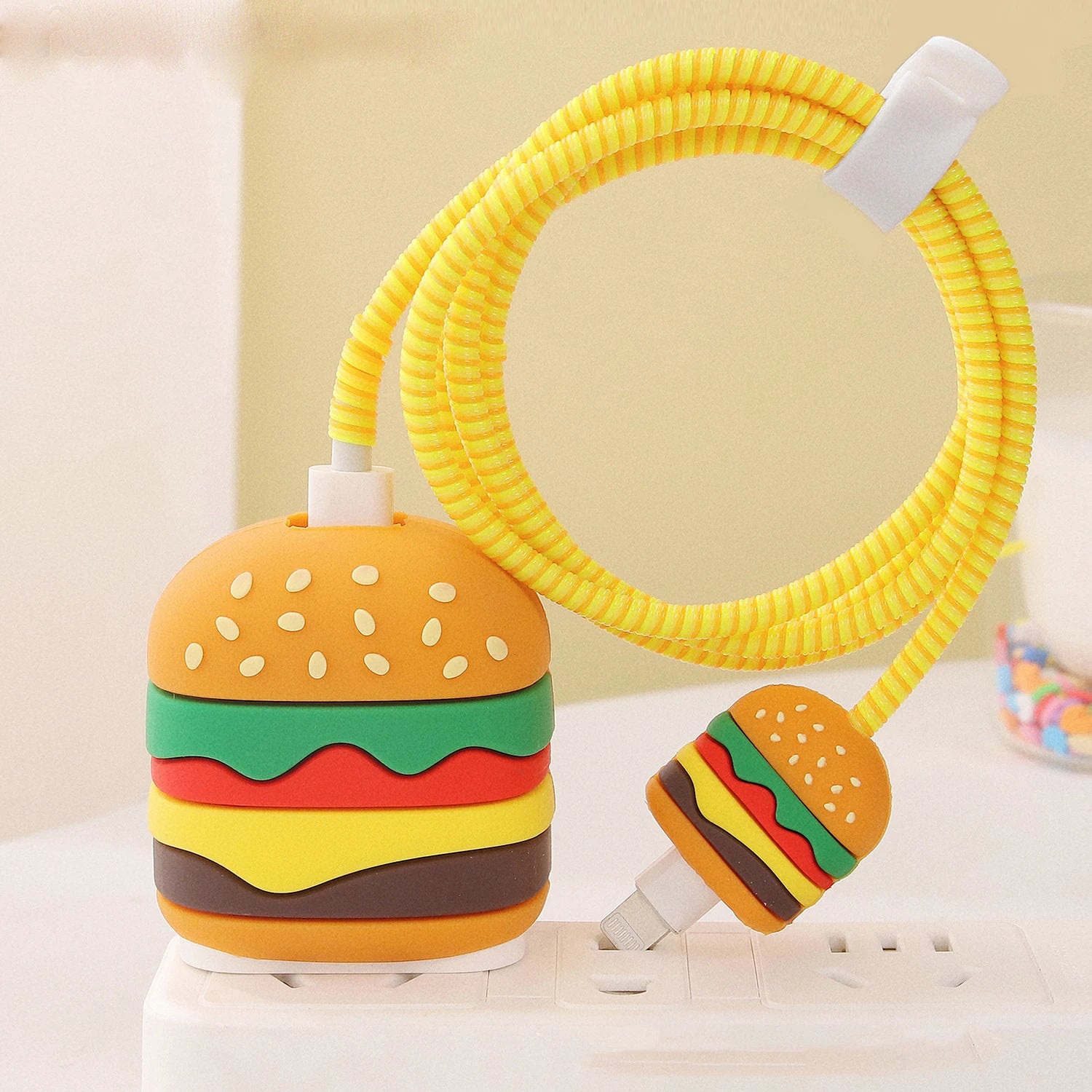 4Pcs Set Cable Protector Cover Case for iPhone/iPad 18W/20W Charger,Cute Cartoon Cable Management Holder Phone Wire Organizer