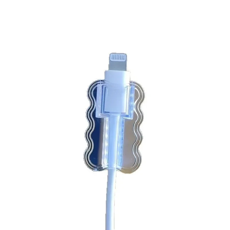 2Pcs Data Cable Protector Sleeves Transparent Anti-Breakage Cord Saver Flexible Cord Management Cover for Android iPhon