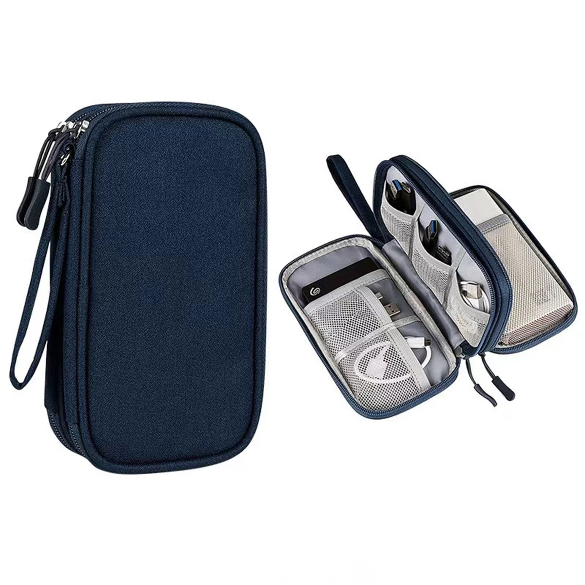 Compact Multi-Functional Travel Data Cable Organizer - Durable Cable, Charger And Accessory Case